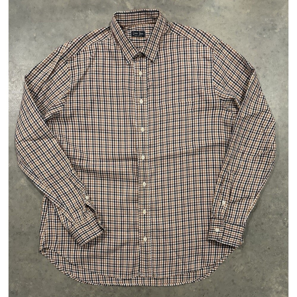 Vintage Gitman Bros Shirt Mens XL Check Plaid Made In USA Button Down
